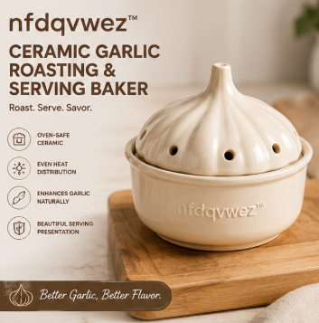 nfdqvwez™ Ceramic Garlic Roasting & Serving Baker